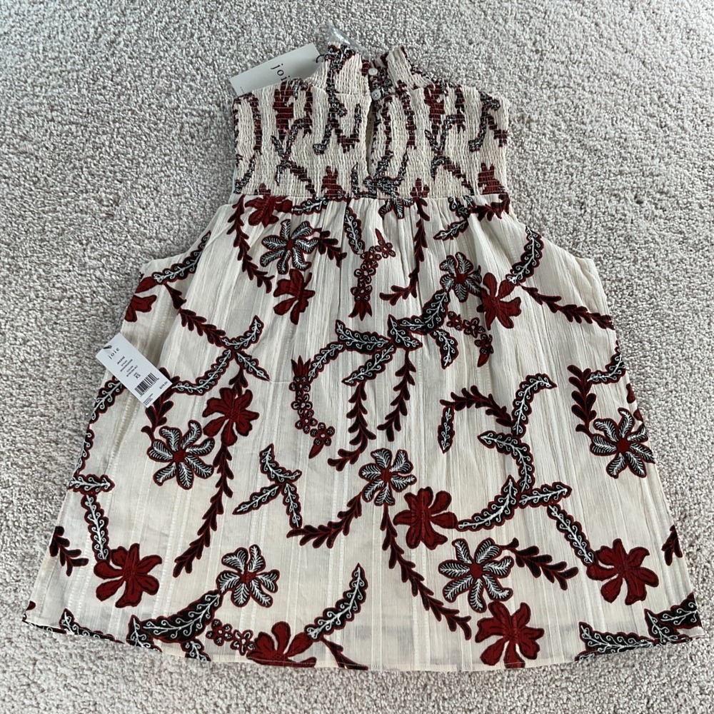 Joie Jailene Sleeveless Smocked High Neck‎ Floral Top Buttercream Multi XS NEW - Picture 8 of 10